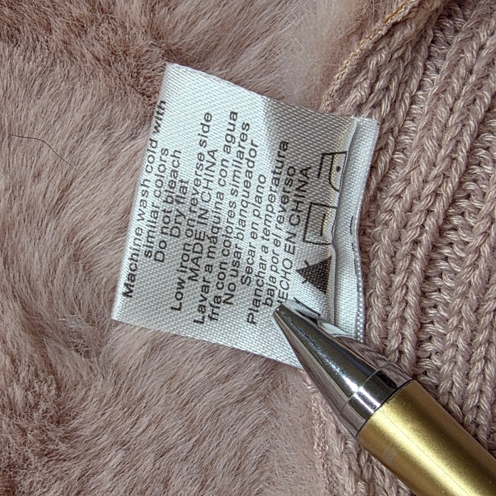 Twelfth Love‎ Faux Fur Ribbed Knit Vest Womens Medium Pink Dusty Rose Glam Luxe - Picture 7 of 9